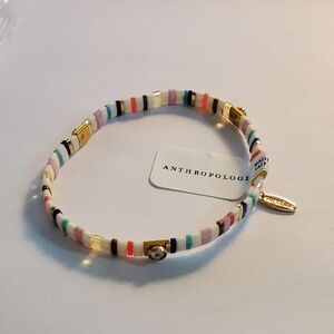Anthropologie Serefina beaded chicklet bracelet with gemstone detail NWT